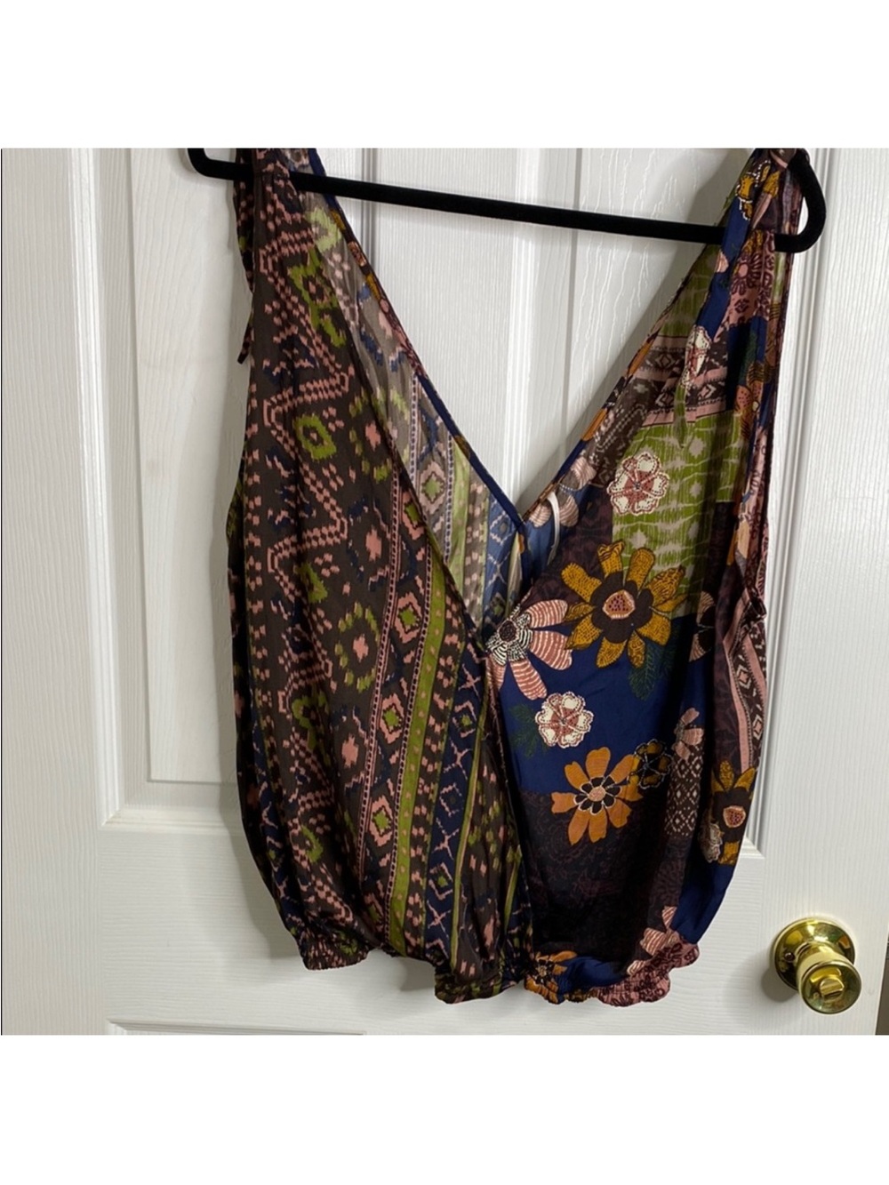 Free People Multicolor Floral Patchwork V-Neck Camisole